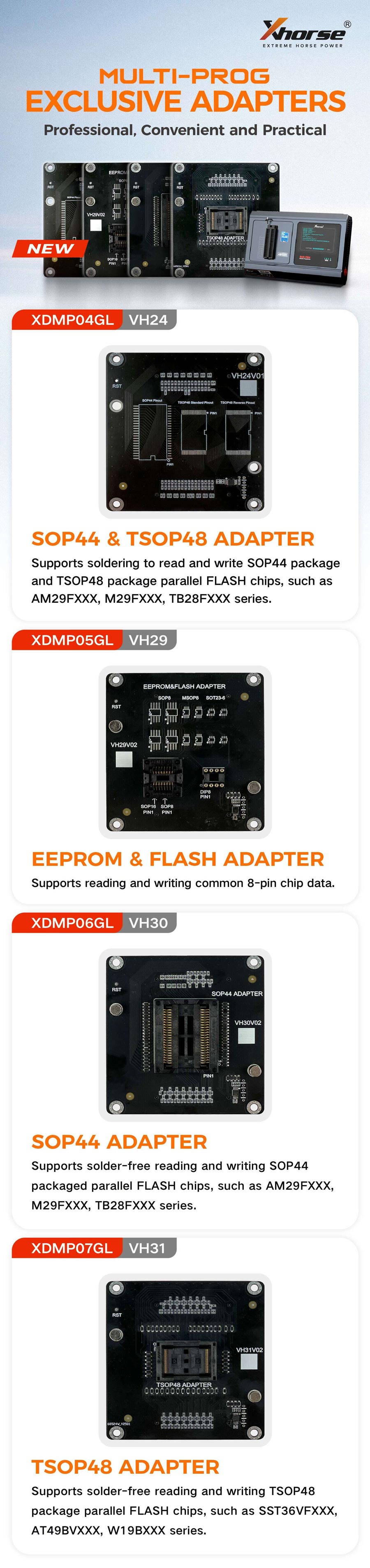 Xhorse XDMPO4GL VH24 SOP44 & TSOP48 Adapter