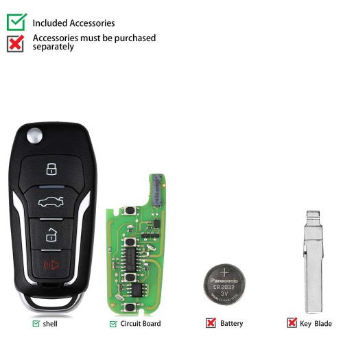 Xhorse XEFO01EN Super Remote Key Ford Flip 4 Buttons with Built-in Super Chip English 5pcs/lot