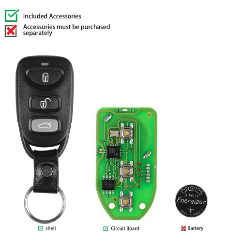 Xhorse XKHY00EN Wire Remote Key Hyundai Separate 3 Buttons (Hyundai 3B Wire Remote) English 5pcs/lot