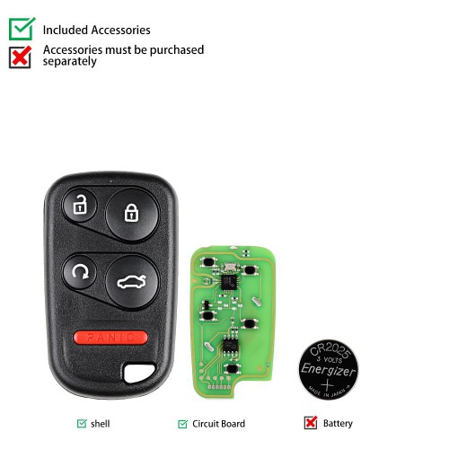Xhorse XKHO03EN Wire Remote Key Honda Separate 4 Buttons with Remote Start and Trunk Button English 5pcs/lot