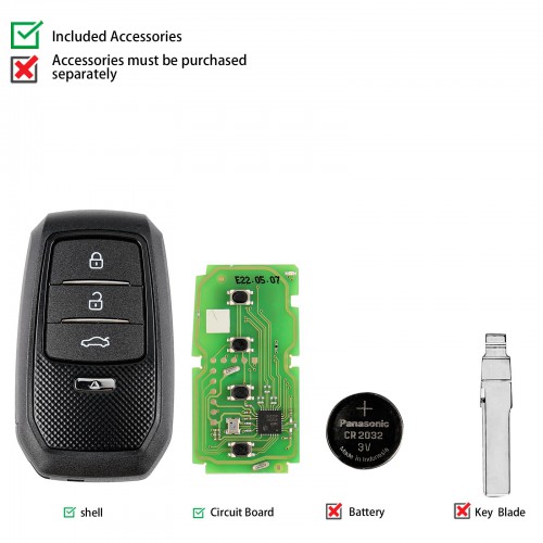 Xhorse XSTO01EN TOY.T Smart Key for Toyota XM38 with Key Shell Support 4D 8A 4A All in One 5pcs/lot