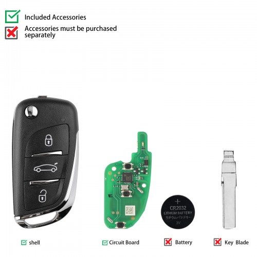 Xhorse XEDS01EN Super Remote Key DS Type 3 Buttons with Built-in Super Chip Transponder English 10pcs/lot