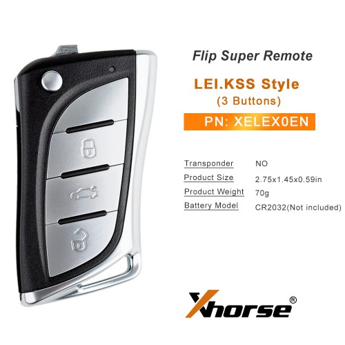 Xhorse XELEX0EN Super Remote Flip 3 Buttons for Toyota/ Lexus Type with Built-in Super Chip 5pcs/lot