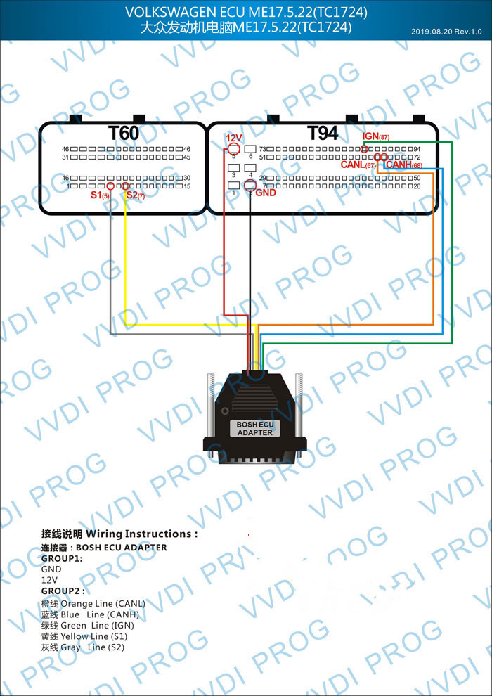 Xhorse VVDI Prog XDPG32EN Cable for Bosch ECU Reading