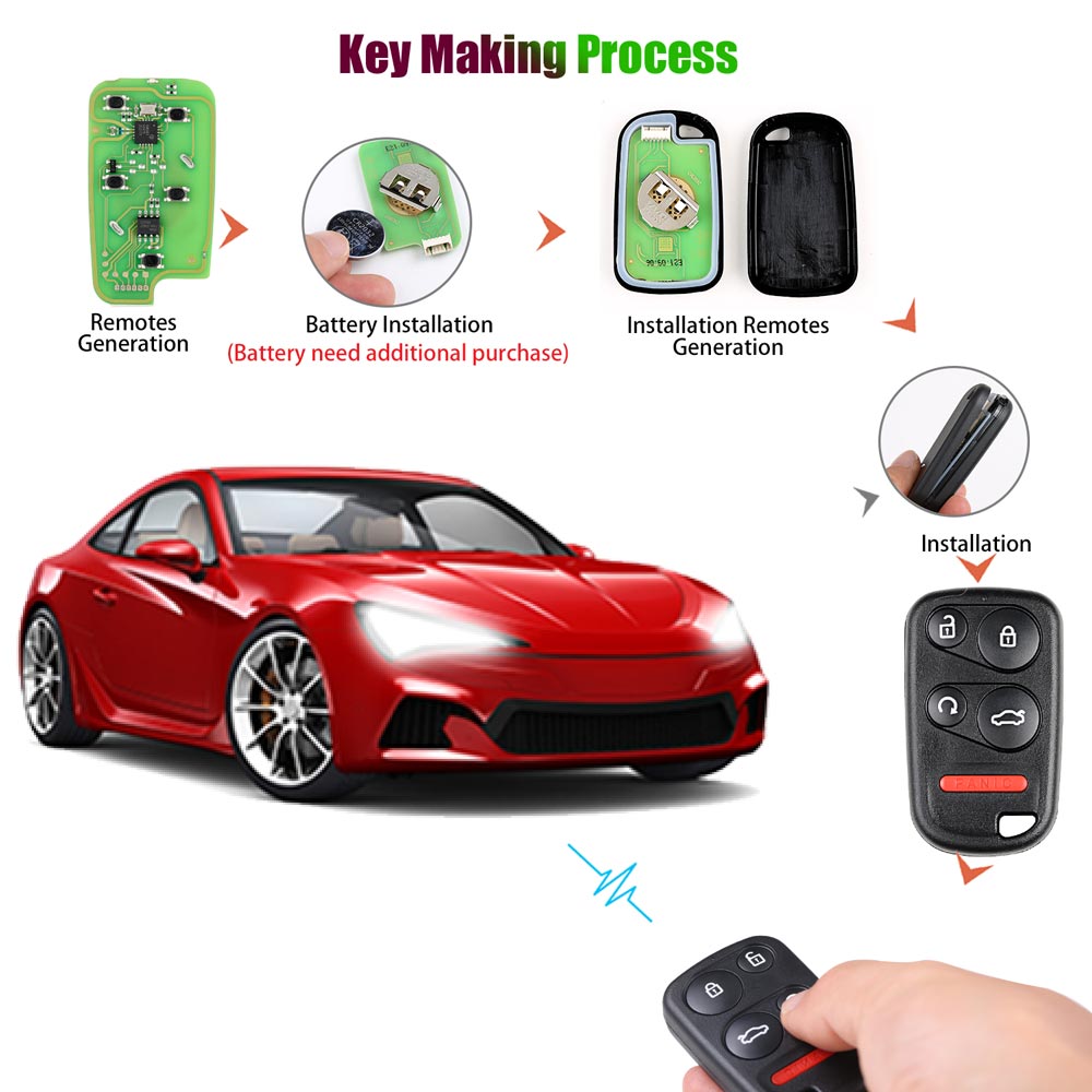 Xhorse XKHO03EN Wire Remote Key Honda Separate 4 buttons 