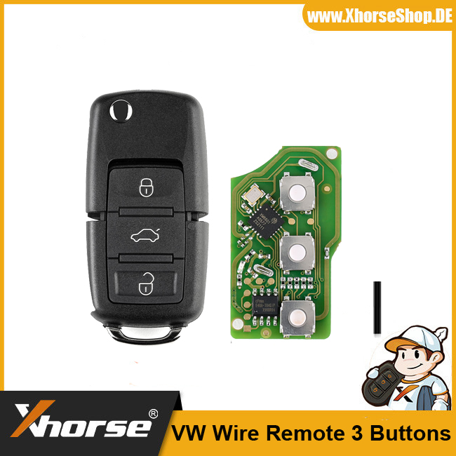 Xhorse XKB501EN VW Wire Remote Key 3 Buttons Volkswagen B5 Flip English Black Color 5pcs/lot