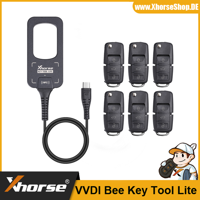 2024 Xhorse VVDI BEE Key Tool Lite Frequency Detection Transponder Clone Work on Android Phone Type C Port Get Free 6pcs XKB501EN Remotes