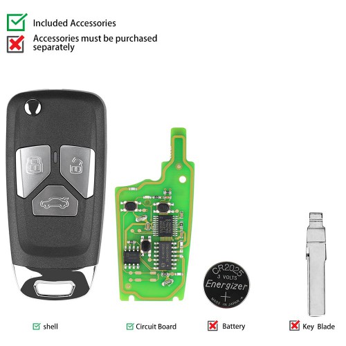 Xhorse XNAU01EN Universal Wireless Remote Key Audi Flip With 3/4 Button English 5pcs/lot