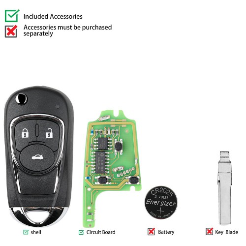 Xhorse XKBU03EN Wire Remote Key Buick Flip 3 Buttons English 5pcs/lot