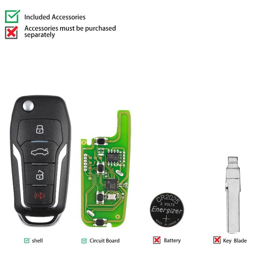 Xhorse XKFO01EN X013 Wire Remote Key Ford Condor Flip 4 Buttons Unmovable Key King (English Version) 5pcs/lot