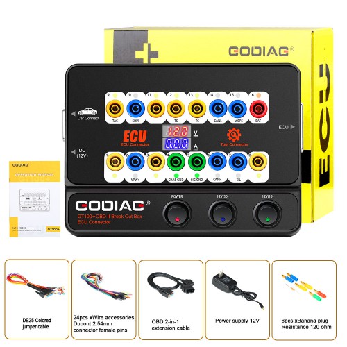 GODIAG GT100+ New Generation AUTO TOOL OBDII Break Out Box ECU Connector with Electronic Current Display