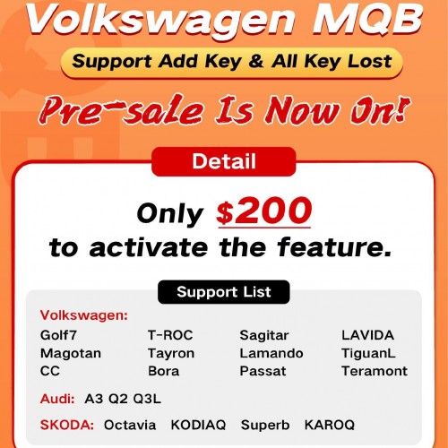Xhorse Volkswagen VAG MQB48 NEC35XX Authorization Support Add Key and All Keys Lost for VVDI Key Tool Plus/ VVDI2+VVDI Prog