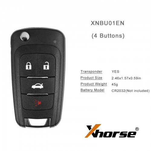 Xhorse XNBU01EN Wireless Remote Key Buick Flip 4 Buttons English 5pcs/lot