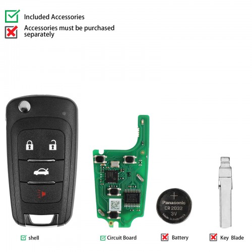 Xhorse XNBU01EN Wireless Remote Key Buick Flip 4 Buttons English