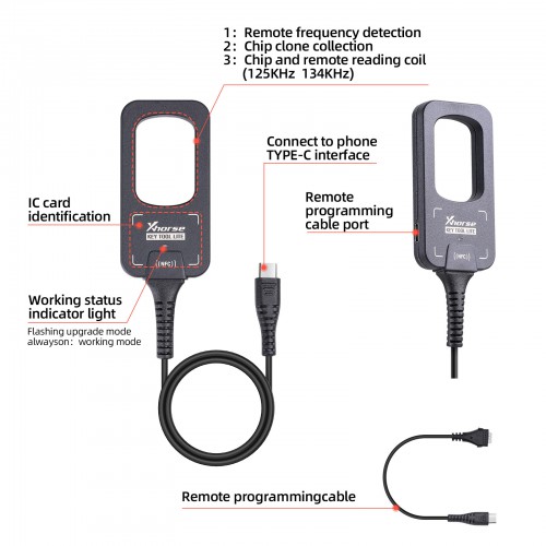 2024 Xhorse VVDI BEE Key Tool Lite Frequency Detection Transponder Clone Work on Android Phone Type C Port Get Free 6pcs XKB501EN Remotes