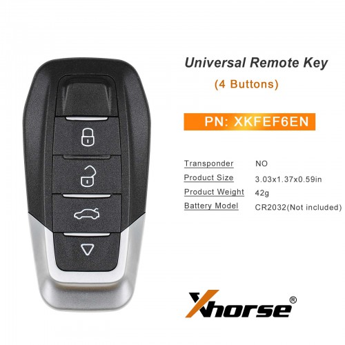 Xhorse XKFEF6EN Universal Wire Remote Folding Key Ferrari 4 Buttons Bright Black English 5pcs/lot