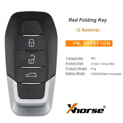 Xhorse XKFEF1EN Wire Remote Key Ferrari 3 Buttons Bright Red Folding Key English 5pcs/lot