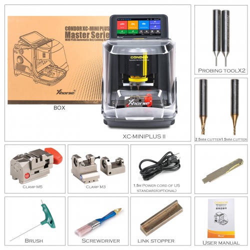 2025 XHORSE Condor XC-MINI PLUS II Automatic Key Cutting Machine Support Car/ Motorbike/ House Keys with M3 and M5 Clamps
