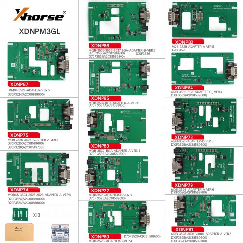 Xhorse XDNPM3GL MQB48 Solder-Free Adapter 13pcs Full Set Work with Multi-Prog/ VVDI Prog/ Key Tool Plus