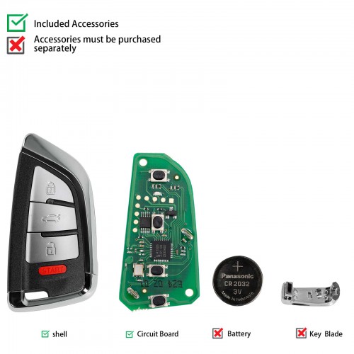 Xhorse XSDFX2EN XM38 Serias Universal Smart Remote Key Knife Style 4 Buttons 5pcs/lot