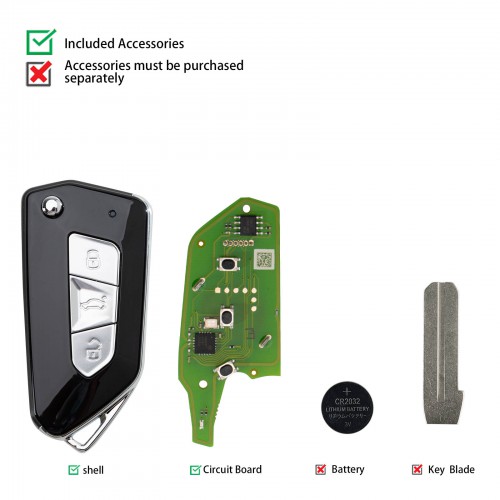 Xhorse XKGA82EN Electroplated Matte 3 Buttons Universal Wired Remote Key GA08 Style 5pcs/lot