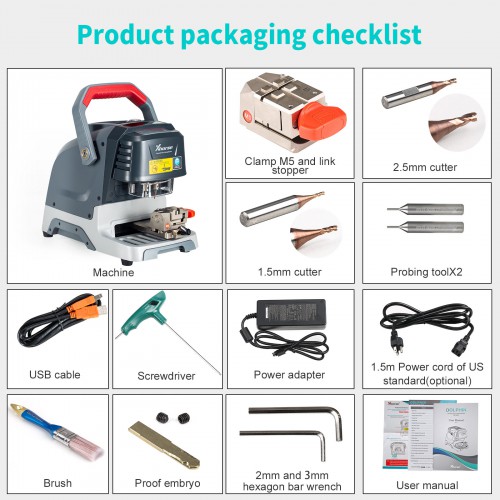 2025 New Xhorse Dolphin XP-005 XP005 Key Cutting Machine with M5 Clamp for All Key Lost With Battery Version
