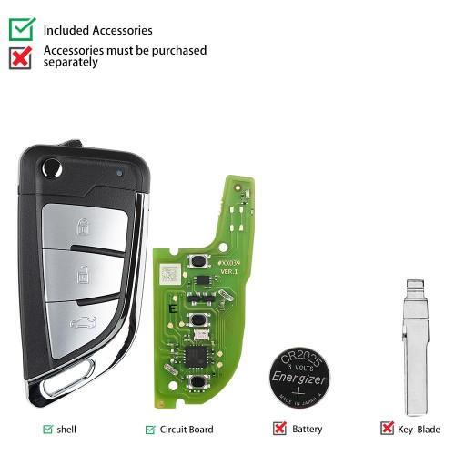 Xhorse XEKF21EN Super Remote Knife Type 3 Buttons with Built-in Super Chip 5pcs/lot