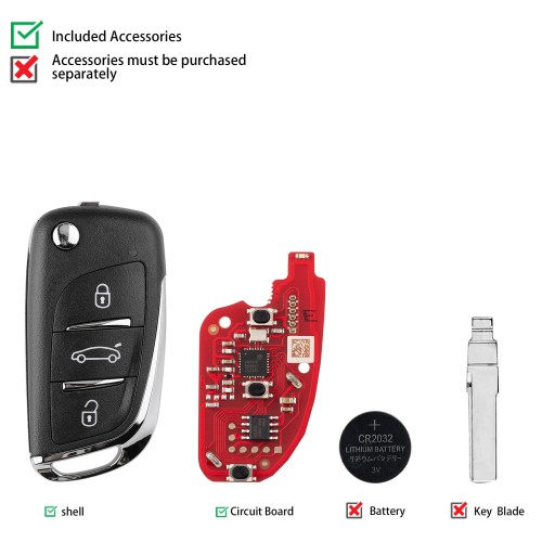 Xhorse XKDS20EN 2nd Generation Wired Remote Key DS Style 3 Buttons 5pcs/lot