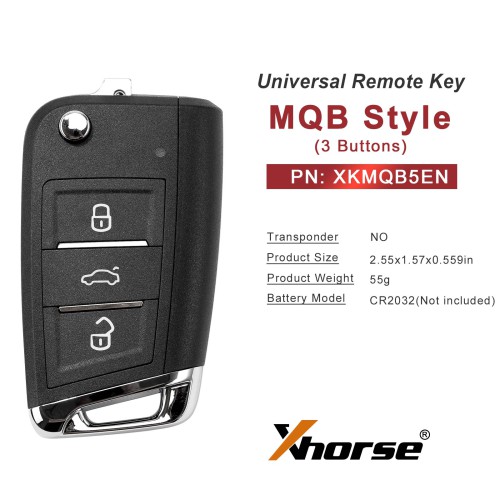 Xhorse XKMQB5EN 2nd Generation MQB Style 3 Buttons Wired Remote 5pcs/lot