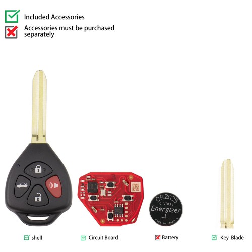 Xhorse XKTO22EN 2nd Generation Wire Remote Key for Toyota Style Flat 4 Buttons 5pcs/lot