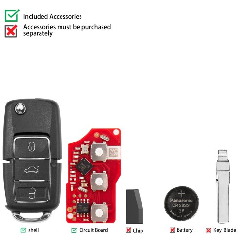 Xhorse XKB526EN 2nd Generation Wire Remote Key for VW B5 Type 5pcs/lot