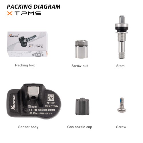 4pcs Xhorse XDTPM1EN 315MHz+433MHz 2 in 1 Universal Programmable TPMS Sensor