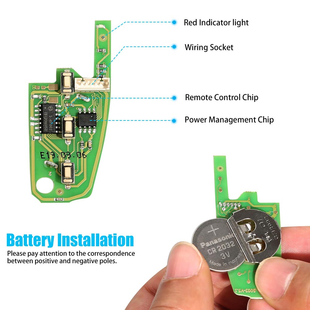 XKA600EN Wire Remote Key Audi A6L Q7 Flip 3 Buttons