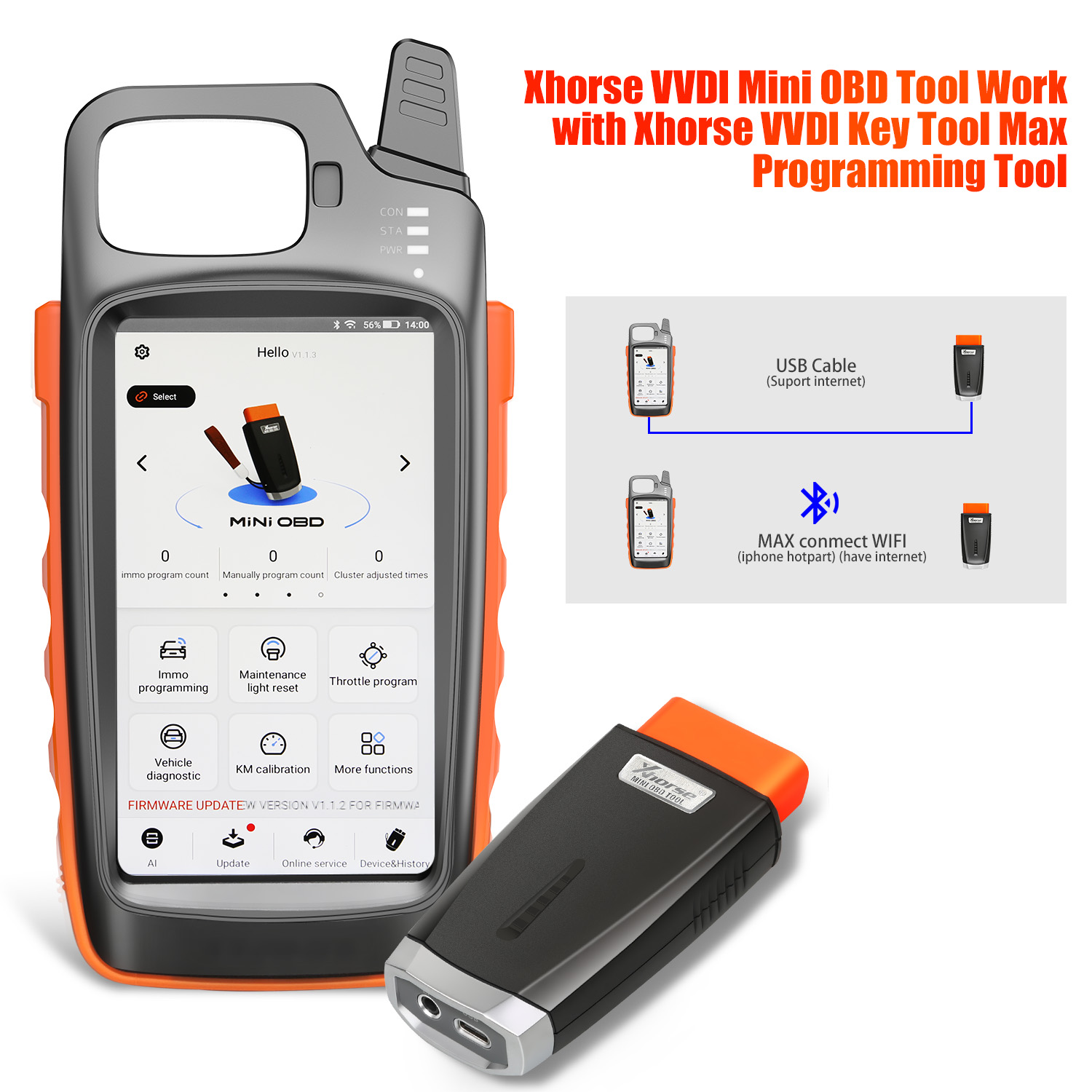 Xhorse VVDI Key Tool Max + MINI OBD Tool + Toyota 8A All Keys Lost Adapter + Renew Cable