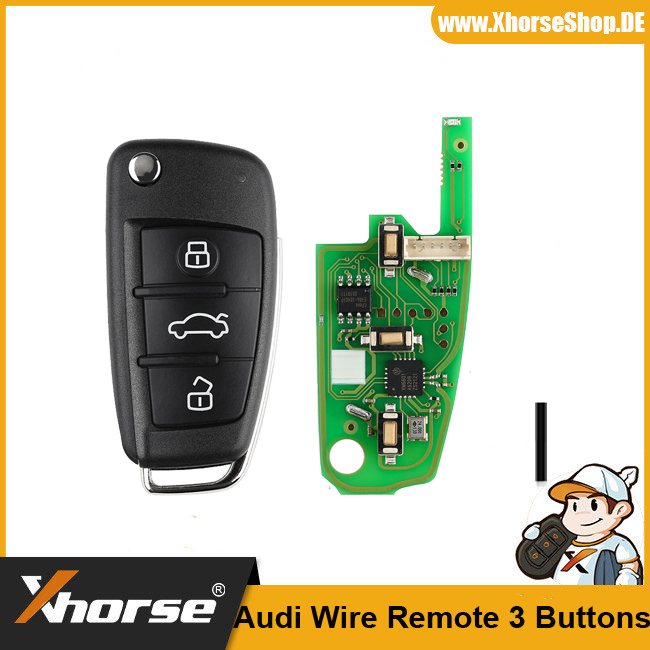 Xhorse XKA600EN Wire Remote Key Audi A6L Q7 Flip 3 Buttons Silicagel Button English 5pcs/lot