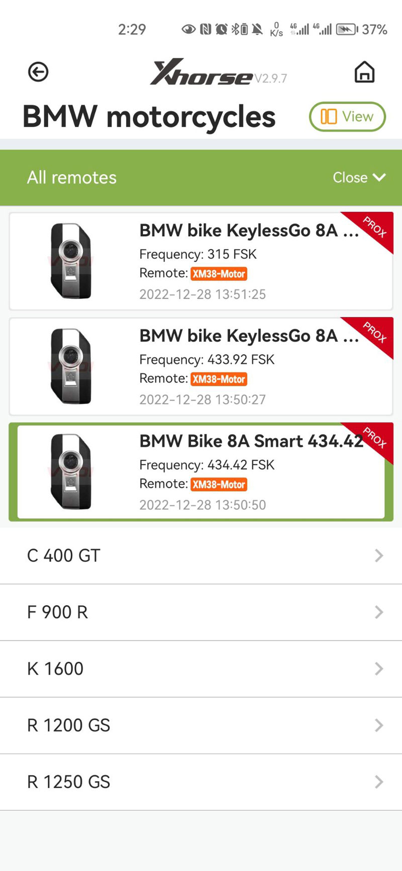 Xhorse XSBM90GL XM38 BMW Motorcycle Smart Key