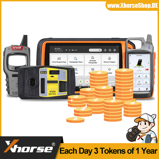 Each Day 3 Tokens of One Year for Xhorse Key Tool Plus/ Mini VVDI Key Tool/ Key Tool Max ID48 96bit Clone