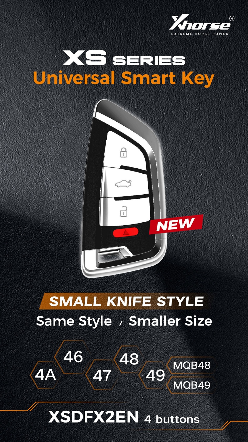 Xhorse XSDFX2EN Smart Remote Key Knife Style 4 Buttons 