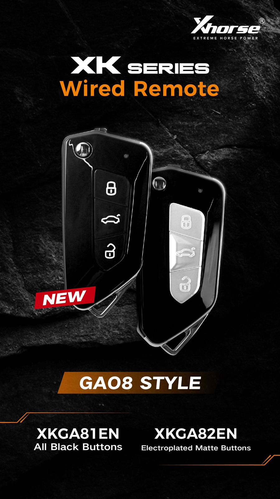Xhorse XKGA82EN Electroplated Matte 3 Buttons