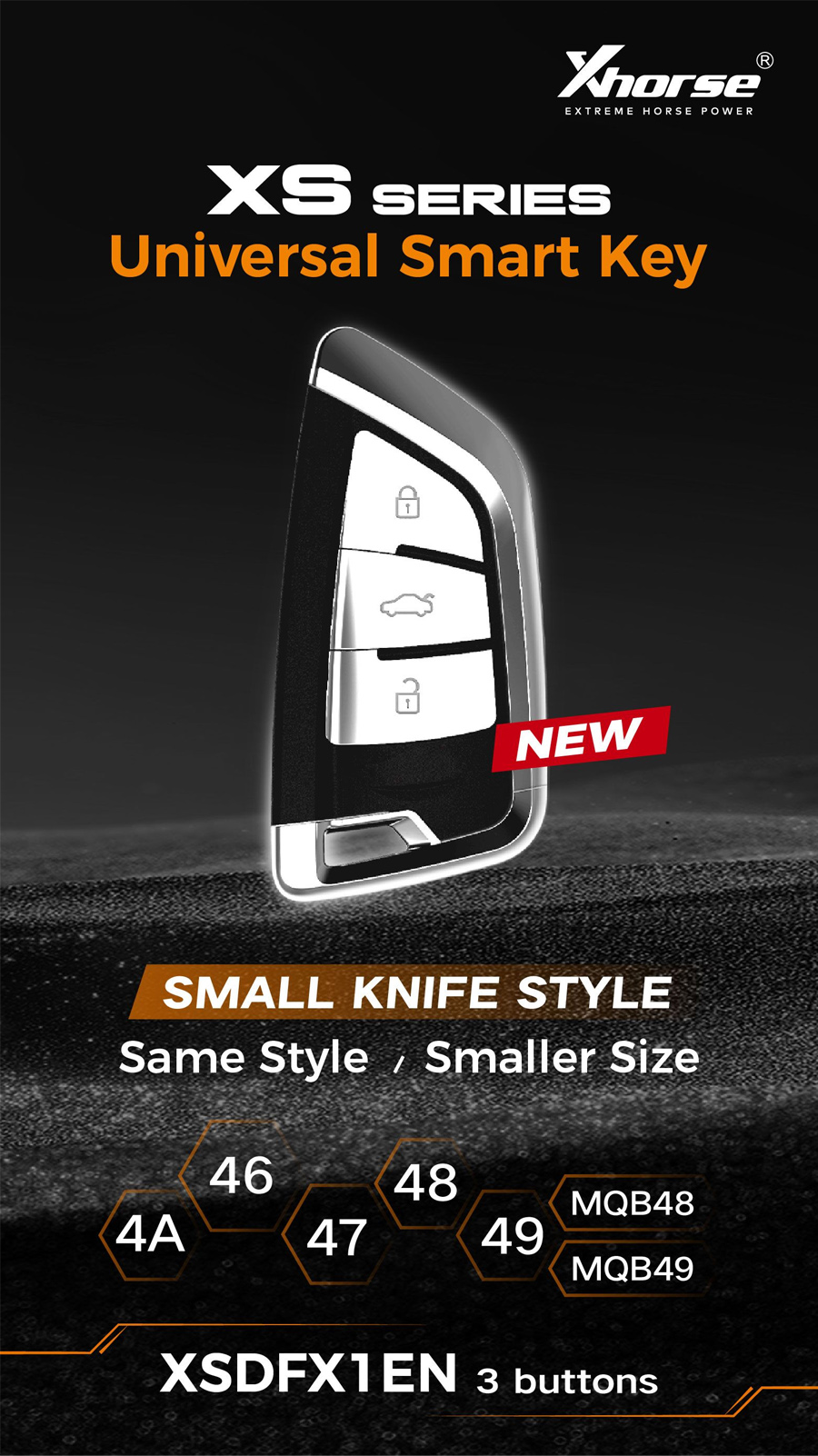 Xhorse XSDFX1EN Knife Style 3 Buttons Universal Smart Key