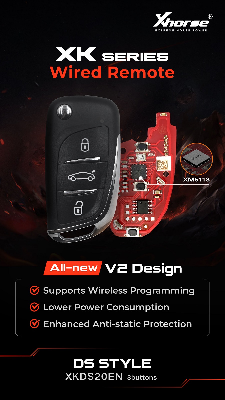 Xhorse XKDS20EN 2nd Generation Wire Remote