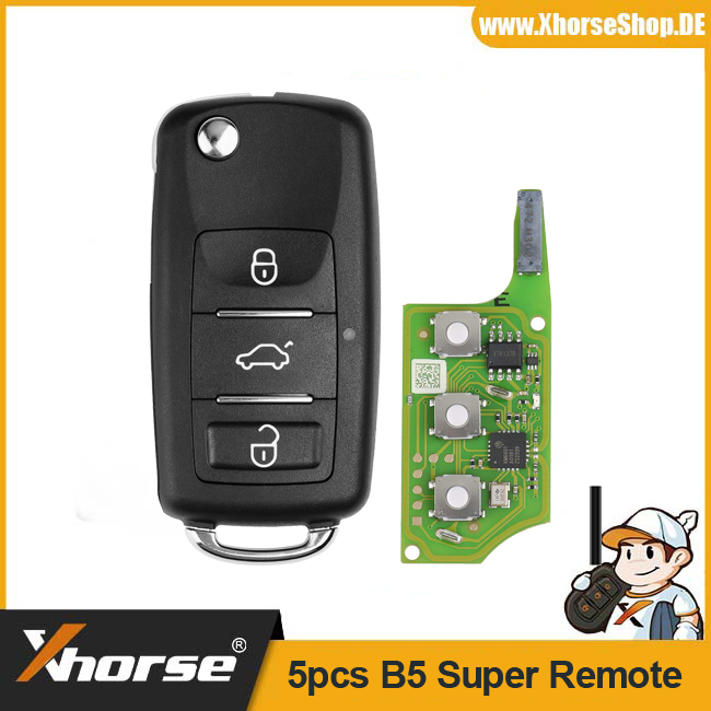 Xhorse XEB510EN Super Remote Key VW B5 Flip 3 Button With Built-in XT27B Super Chip English 5pcs/lot