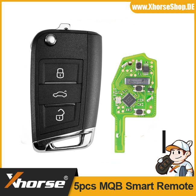 5pcs Xhorse XSMQB1EN Universal Smart Remote Key MQB Filp 3 Buttons Proximity English for VVDI2/ Mini Key Tool
