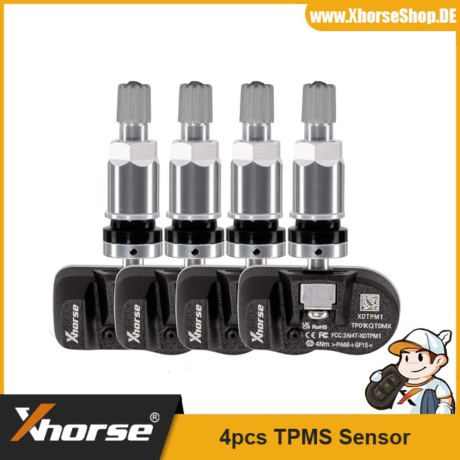 4pcs Xhorse XDTPM1EN 315MHz+433MHz 2 in 1 Universal Programmable TPMS Sensor